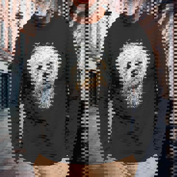 マルチーズ小型マルチーズ犬犬大好き甘いマルチーズ 長袖Tシャツ 高齢者への贈り物