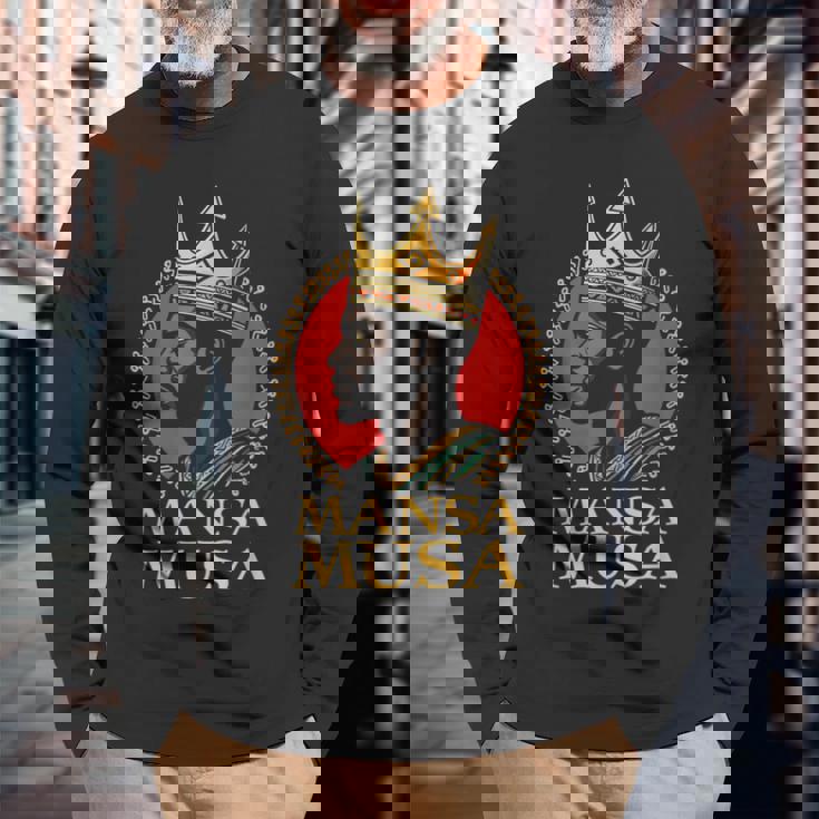 マンサ・ムーサ アフリカの王 歴史上最も裕福な男 マリ帝国 長袖Tシャツ 高齢者への贈り物