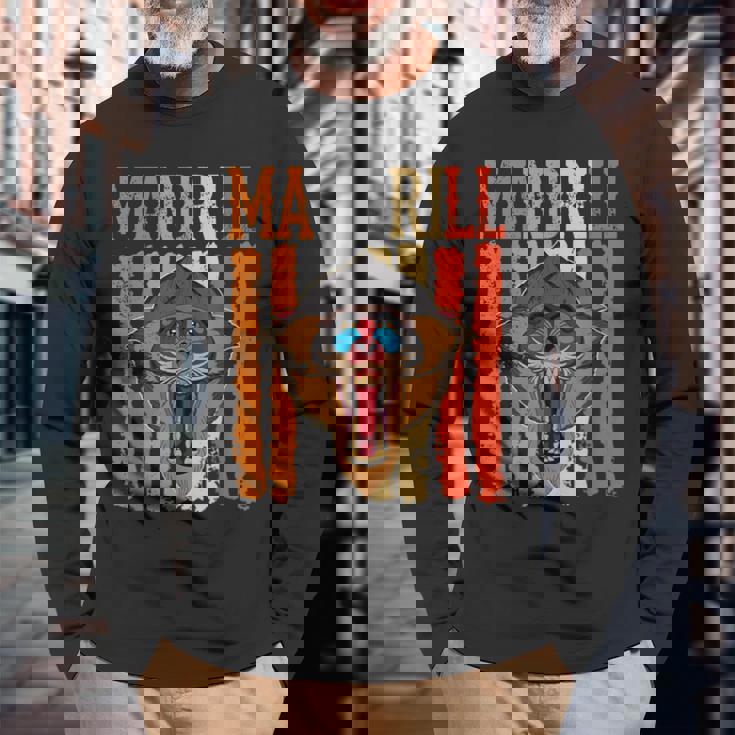 マンドリル 霊長類 マンドリル 動物生物学者 サバンナ動物園 長袖Tシャツ 高齢者への贈り物