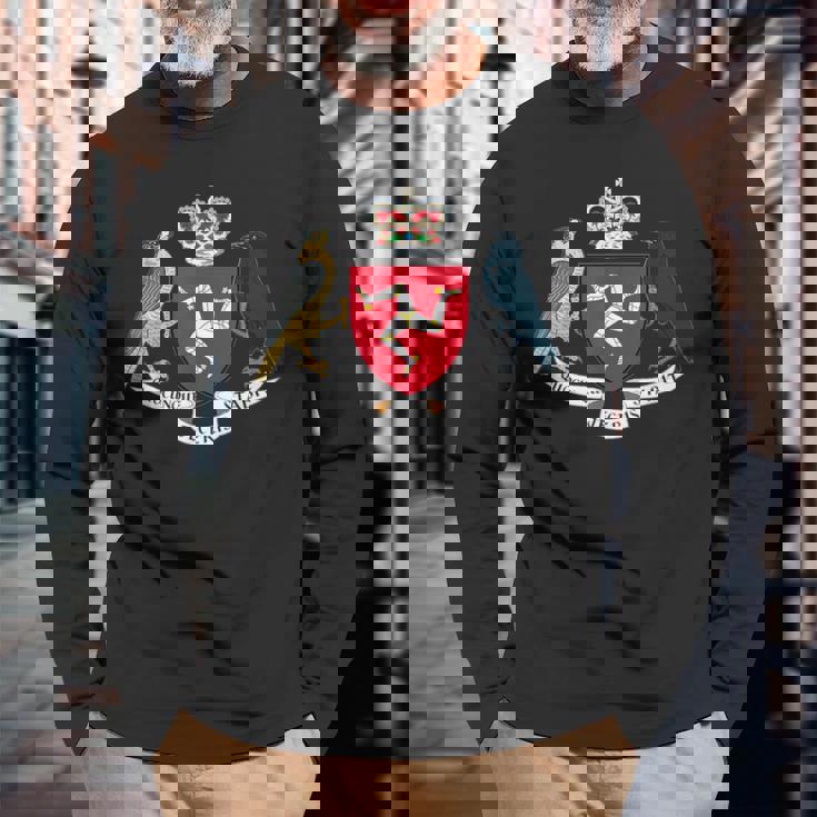 マン島の旗 3本の脚 マンの紋章 長袖Tシャツ 高齢者への贈り物