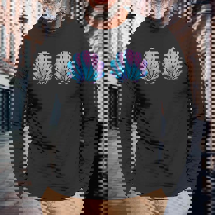 マーメイド貝殻シャツ 貝殻ビキニ 水着 ブラシャツ 長袖Tシャツ 高齢者への贈り物