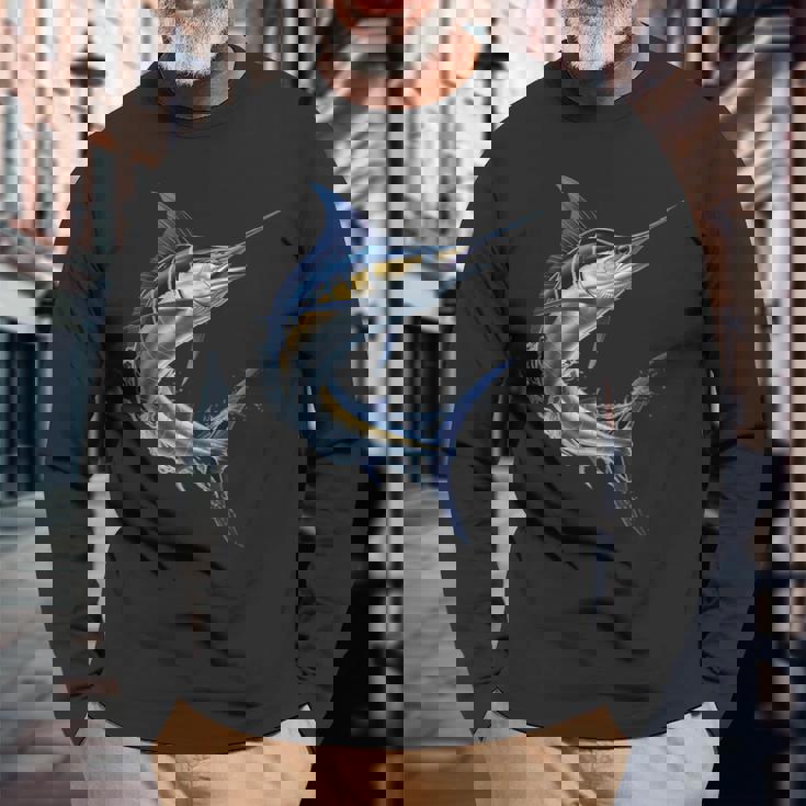 マーリンフィッシュ 長袖Tシャツ 高齢者への贈り物