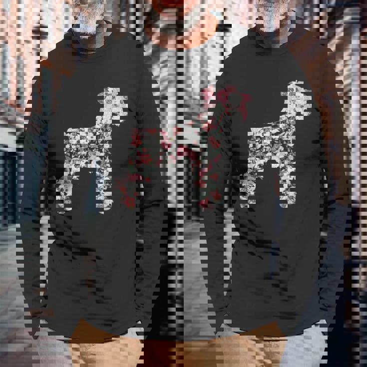 ミニシュナウザー犬好き 長袖Tシャツ 高齢者への贈り物