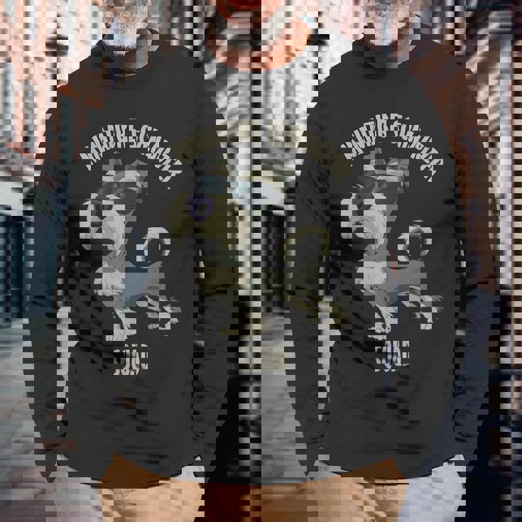 ミニチュアシュナウザー隊 I Dog Lover I ミニチュアシュナウザー 長袖Tシャツ 高齢者への贈り物