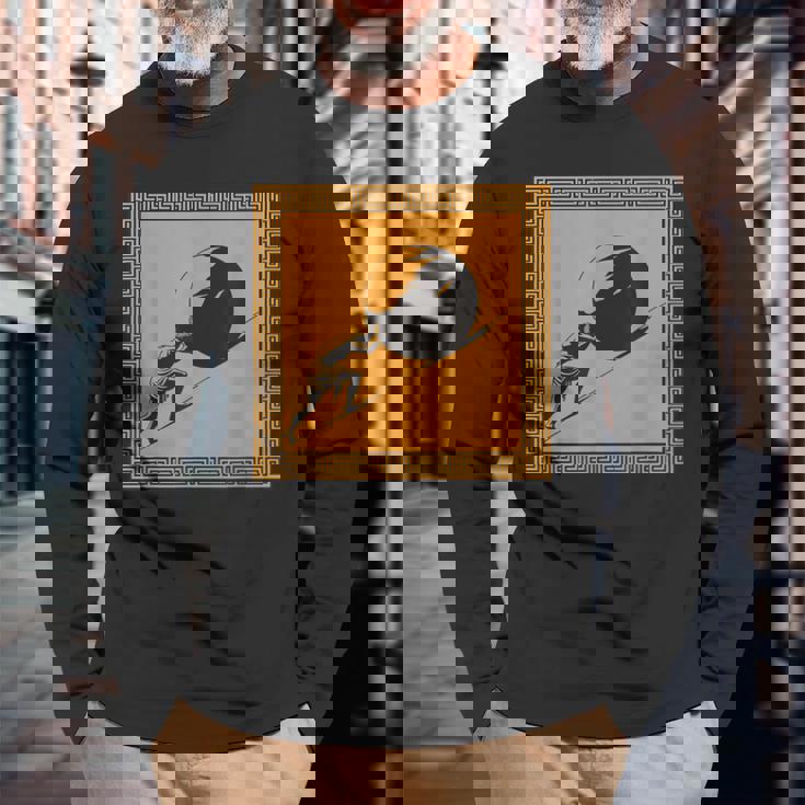 ミニマリストシーシュポス神話 ギリシャ神話 古代ギリシャ美術 長袖Tシャツ 高齢者への贈り物