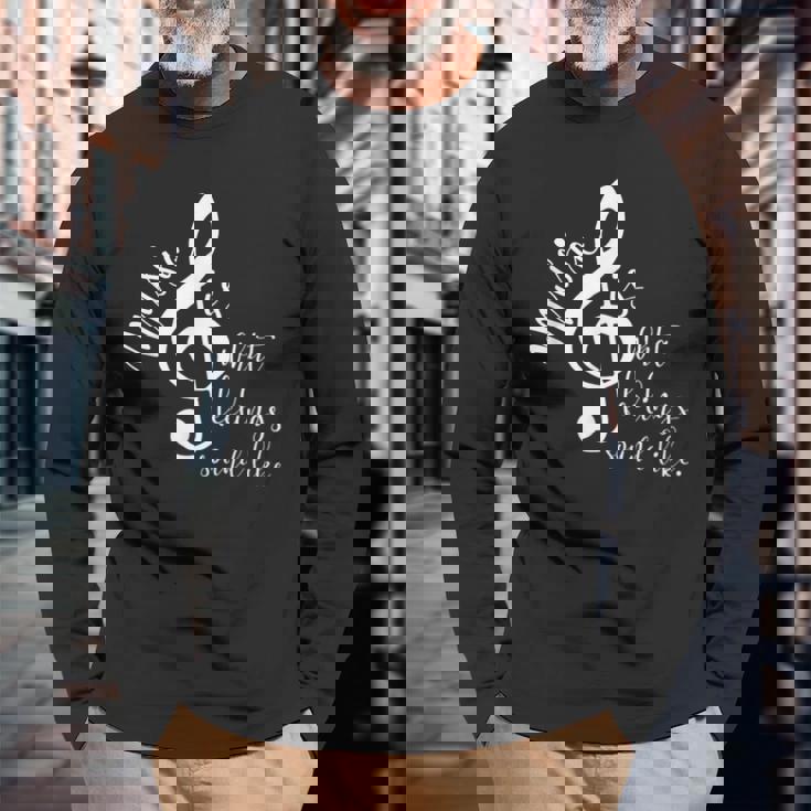 ミュージックギフト メンズ レディース キッズ 音符 格言付き 長袖Tシャツ 高齢者への贈り物