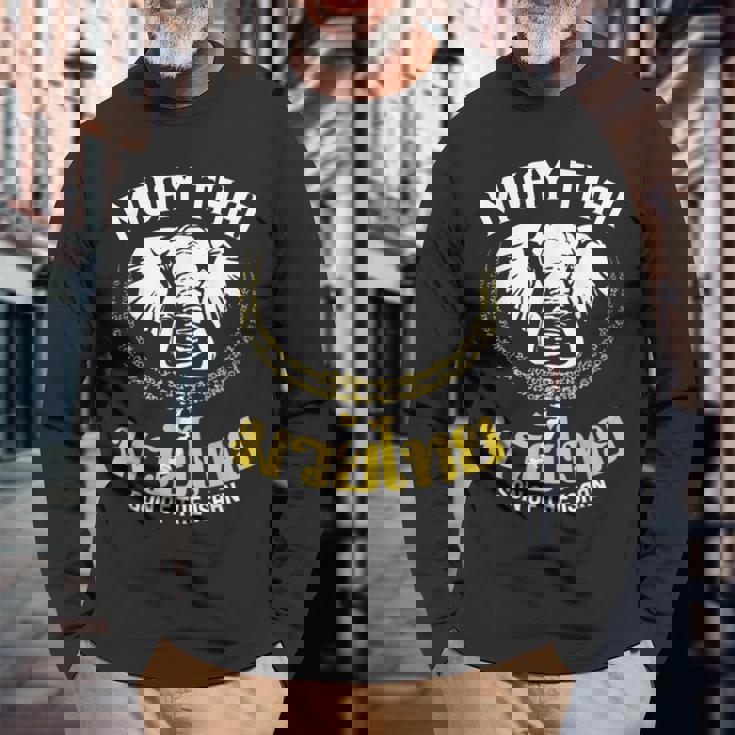 ムエタイ ボクシング エレファント ギフト 格闘技 長袖Tシャツ 高齢者への贈り物