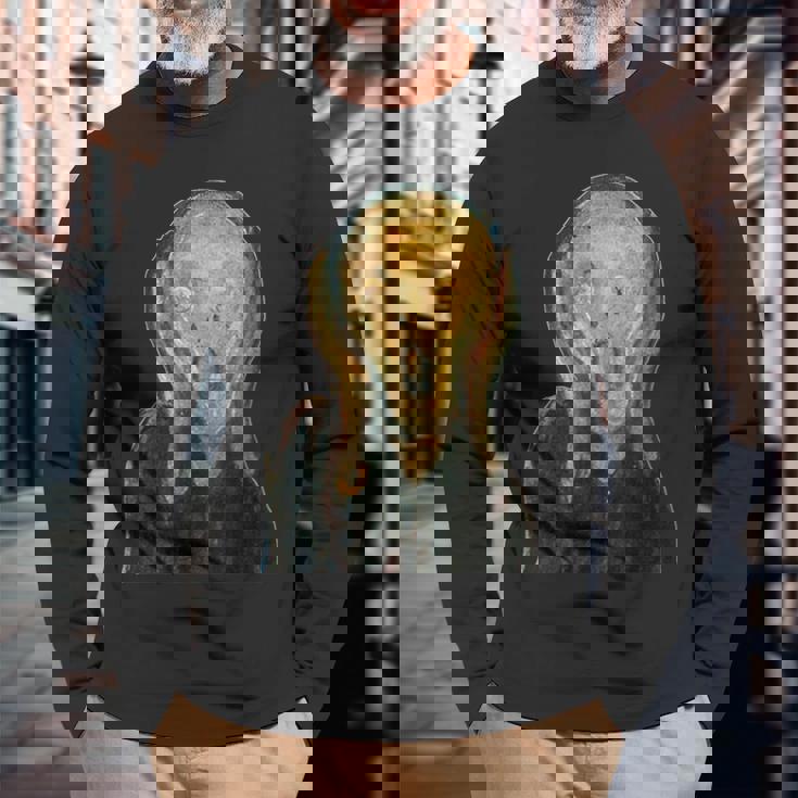 ムンクの叫び《切り抜き》【世界の名画】エドヴァルド・ムンク Munch 美術館アート 長袖Tシャツ 高齢者への贈り物