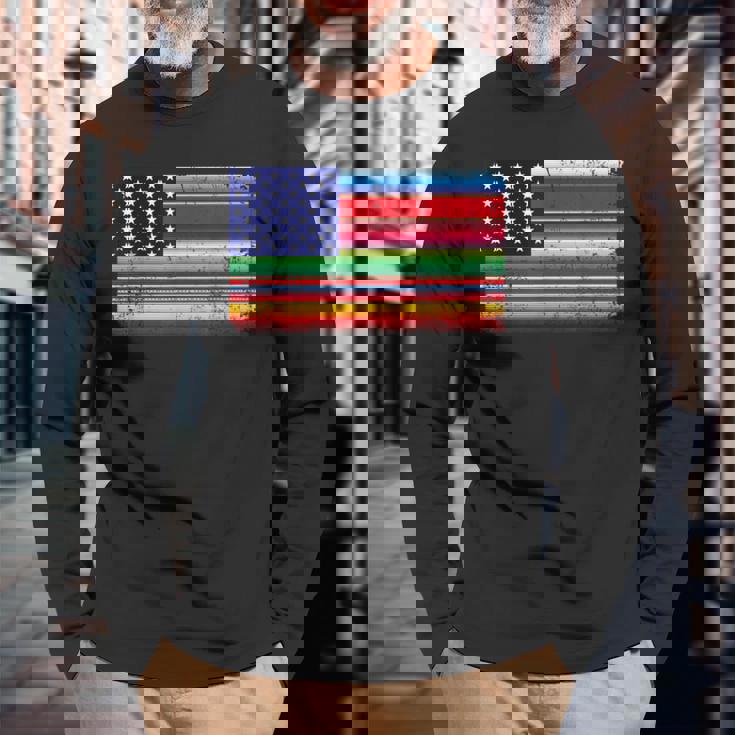 メキシコ アメリカ 国旗 アメリカ セラペ シンコ デ マヨ パーティー 長袖Tシャツ 高齢者への贈り物