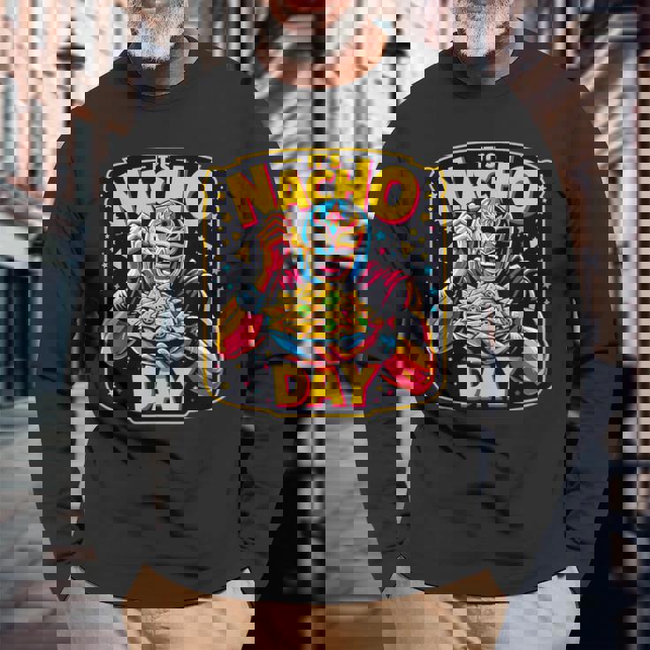 メキシコレスリング レスラー ルチャ・リブレ・ナチョ メキシコファイター 長袖Tシャツ 高齢者への贈り物