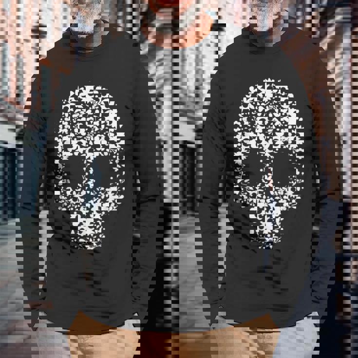 メキシコ人のための死者の日デザインのシュガースカルカラベラ 長袖Tシャツ 高齢者への贈り物