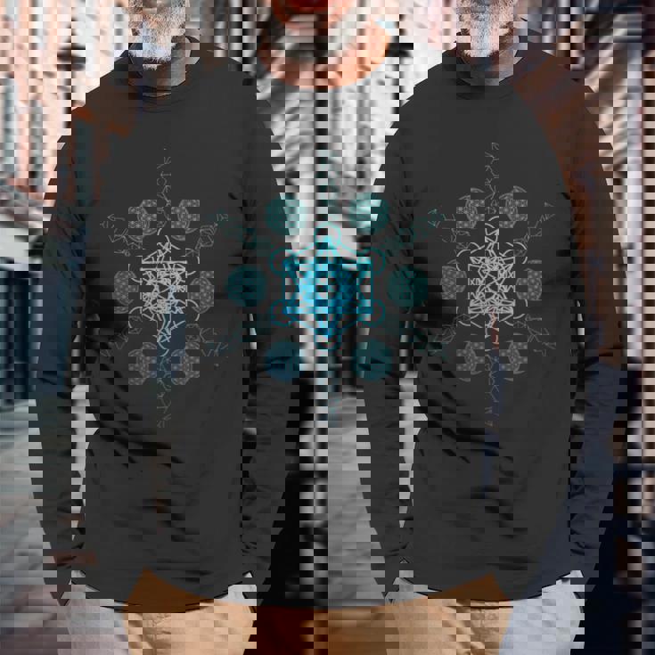 メタトロン キューブ プラトニック ソリッド 長袖Tシャツ 高齢者への贈り物