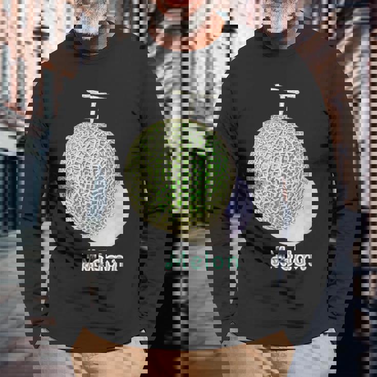 メロン Melon 『フルーツ ポップ』果物 リアル シンプル かわいい イラスト 長袖Tシャツ 高齢者への贈り物