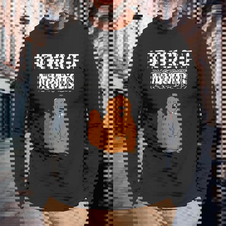 メンズ・ボーイズ・マーモット・パパ 父の日 マーモットの父 長袖Tシャツ 高齢者への贈り物