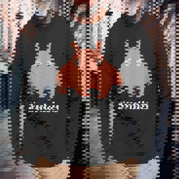 メンダコ 面蛸 イラスト ゆるい 簡単 おもしろ かわいい 人気 深海生物 タコの仲間 Ｍendako 長袖Tシャツ 高齢者への贈り物