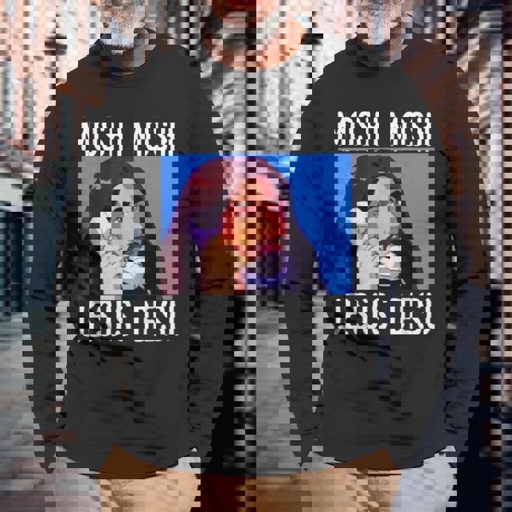 モシ・モシ・ジーザス・デス面白い 長袖Tシャツ 高齢者への贈り物