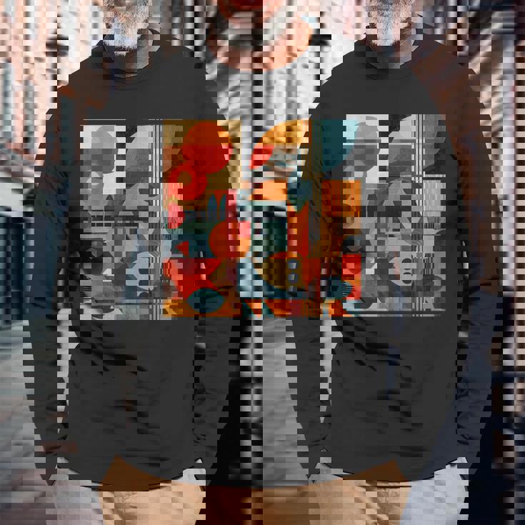 モダン 抽象 パターン ボーホー 抽象 幾何学 長袖Tシャツ 高齢者への贈り物