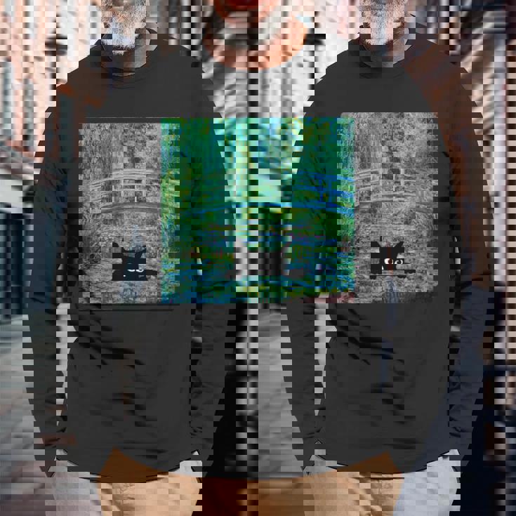 モネの睡蓮の池 長袖Tシャツ 高齢者への贈り物