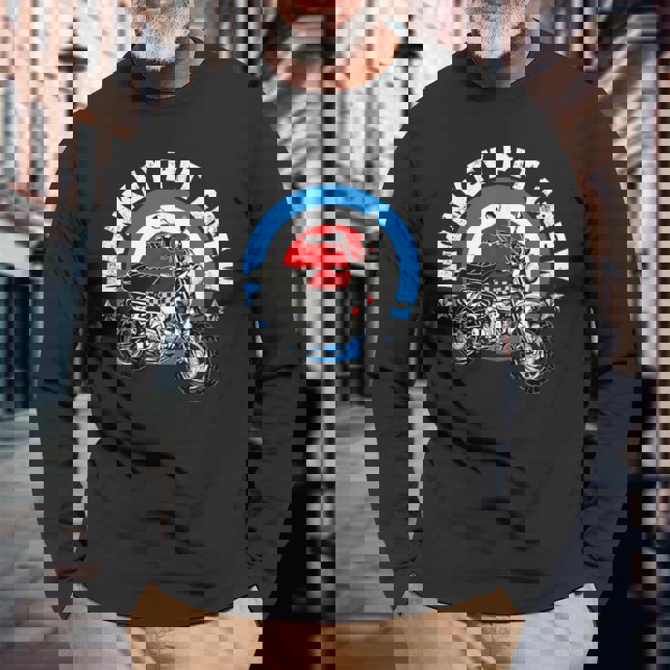 モンキーバイクピットクルーロゴ 長袖Tシャツ 高齢者への贈り物