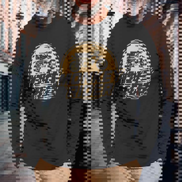 モンキーバイクライダーレトロクラシック原付オートバイtシャツ 長袖Tシャツ 高齢者への贈り物