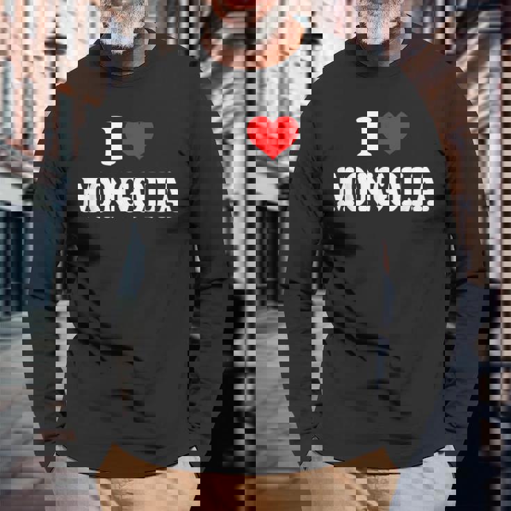 モンゴル I Love Mongolia 長袖Tシャツ 高齢者への贈り物