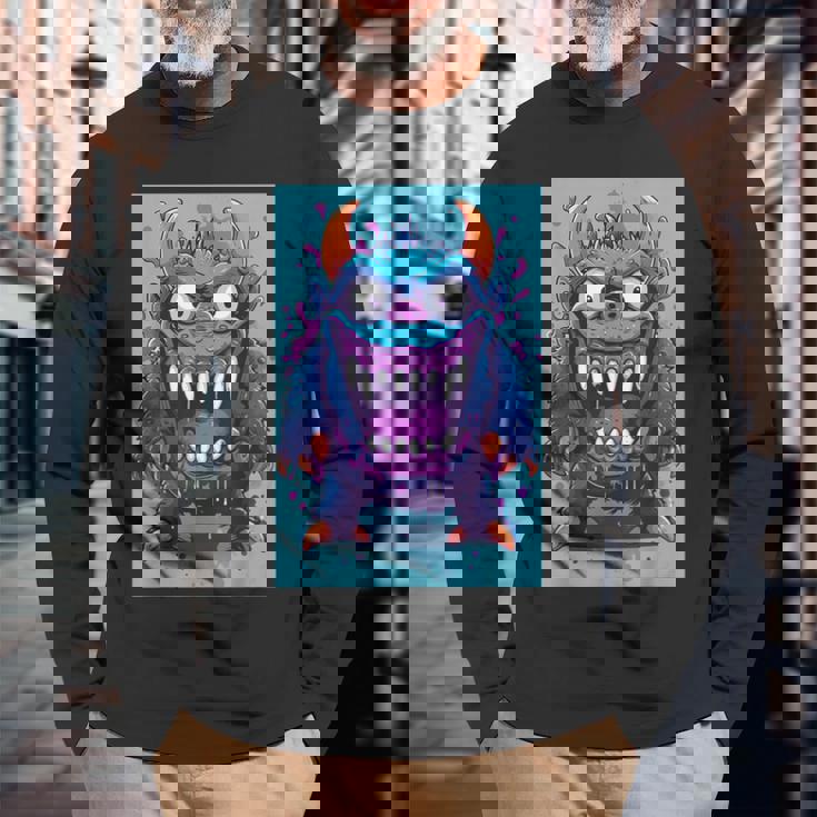 モンスター ハロウィン 怖い 面白い かわいい モンスター モチーフ 長袖Tシャツ 高齢者への贈り物