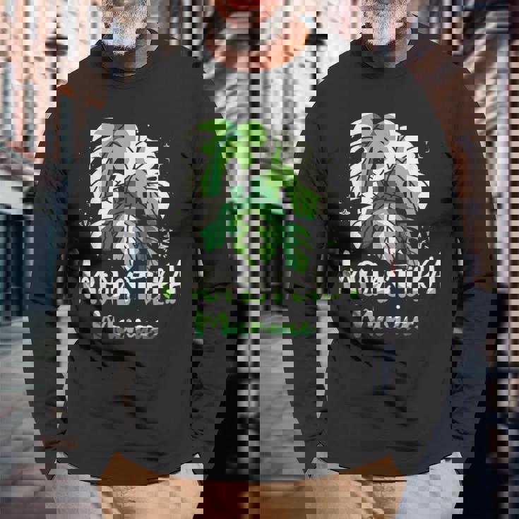 モンステラ 植物 ガーデニング 庭好き 庭師 観葉植物 長袖Tシャツ 高齢者への贈り物