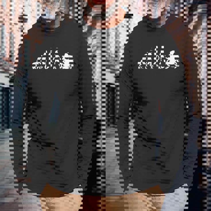 モーターサイクリスト バイカーの進化バイク 長袖Tシャツ 高齢者への贈り物