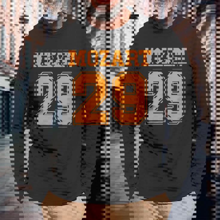 モーツァルト29交響曲面白いスポーツ Mozart 29 長袖Tシャツ 高齢者への贈り物