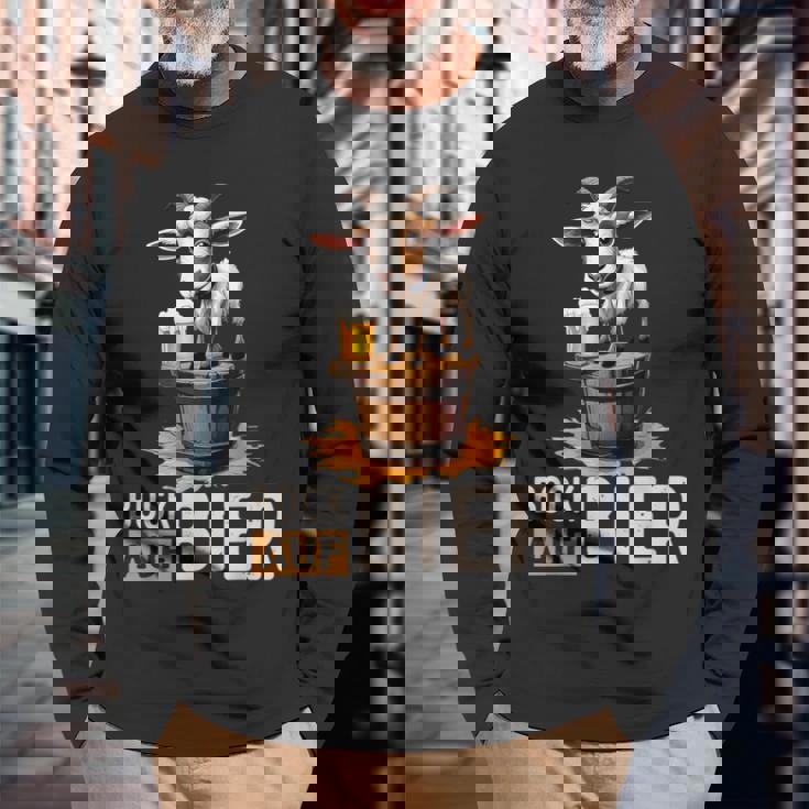 ヤギビールバレル オクトーバーフェスト ヤギヤギビールバレル 長袖Tシャツ 高齢者への贈り物