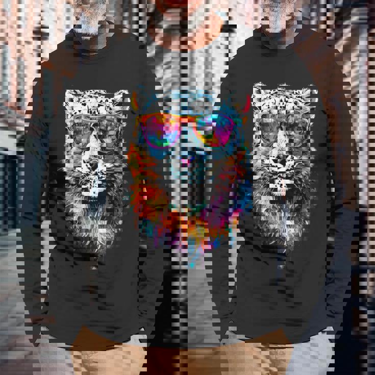 ユキヒョウ パンサー 大型ネコ科動物 ユキヒョウ 長袖Tシャツ 高齢者への贈り物