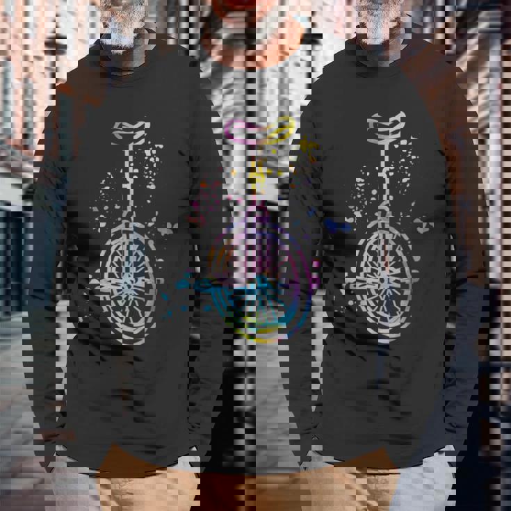 ユニサイクリスト 一輪車 ユニサイクリスト ユニサイクリスト カラースプラッシュ 一輪車 長袖Tシャツ 高齢者への贈り物