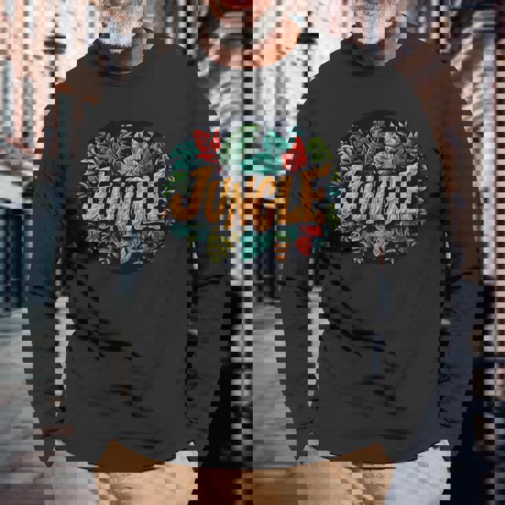 ユニークなスタイルの素晴らしいジャングルグラフィック。 長袖Tシャツ 高齢者への贈り物