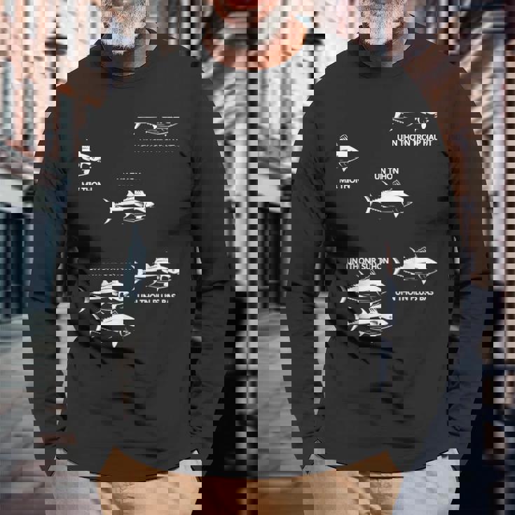 ユーモア マグロの魚の引用 漁師ファン向け 長袖Tシャツ 高齢者への贈り物