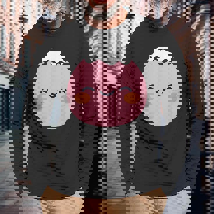 ユーモア餅 シンプルでミニマルな和スイーツ餅 Mochi 長袖Tシャツ 高齢者への贈り物