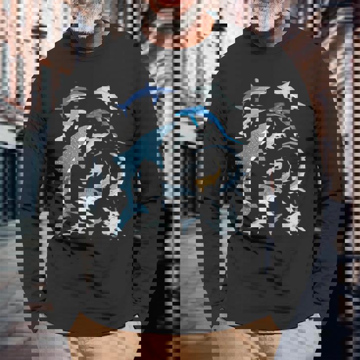 ヨシキリザメ アオザメ シュモクザメ ジンベエザメ 長袖Tシャツ 高齢者への贈り物