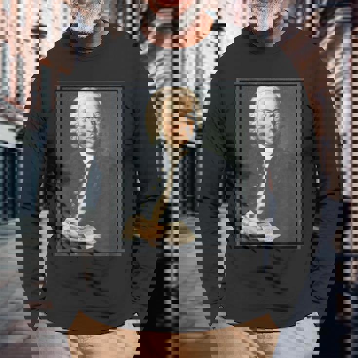 ヨハン・セバスチャン・バッハの絵画の肖像画1748 長袖Tシャツ 高齢者への贈り物