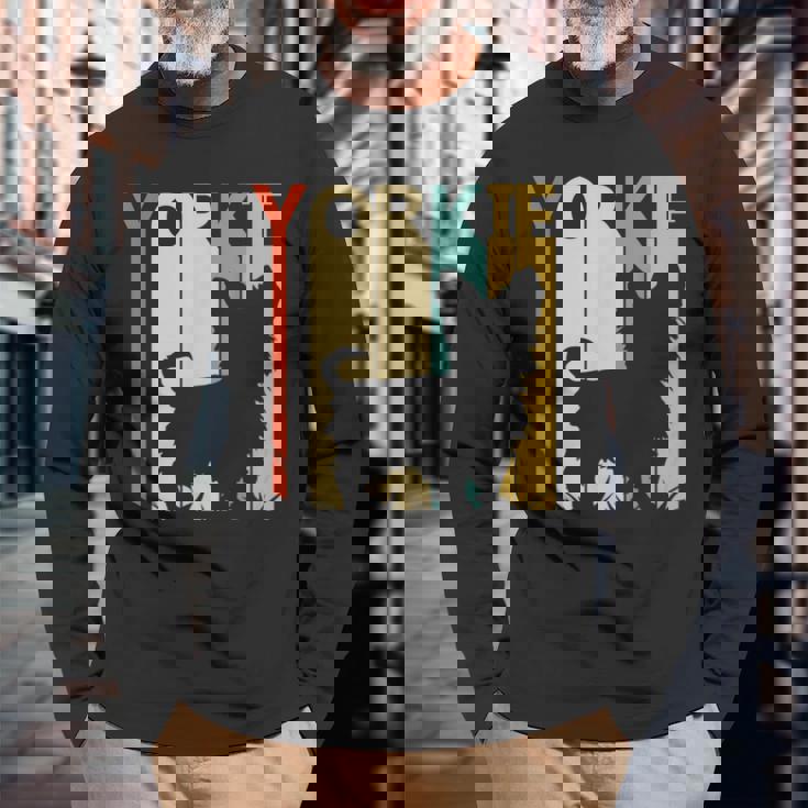 ヨークシャーテリア犬 長袖Tシャツ 高齢者への贈り物