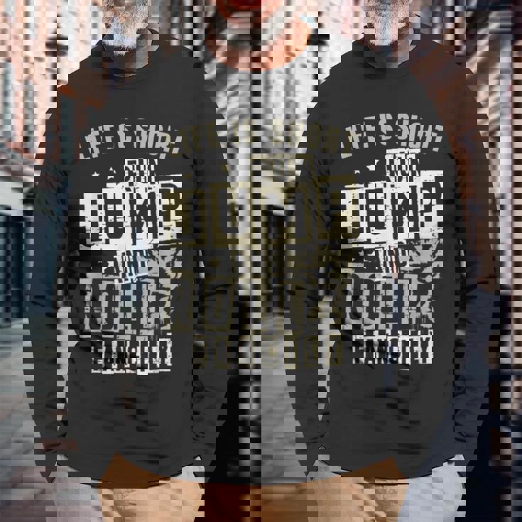 ライフ イズ ショート ラン ジャンプ アンド ロール 派手なフリーランニング パルクール 長袖Tシャツ 高齢者への贈り物