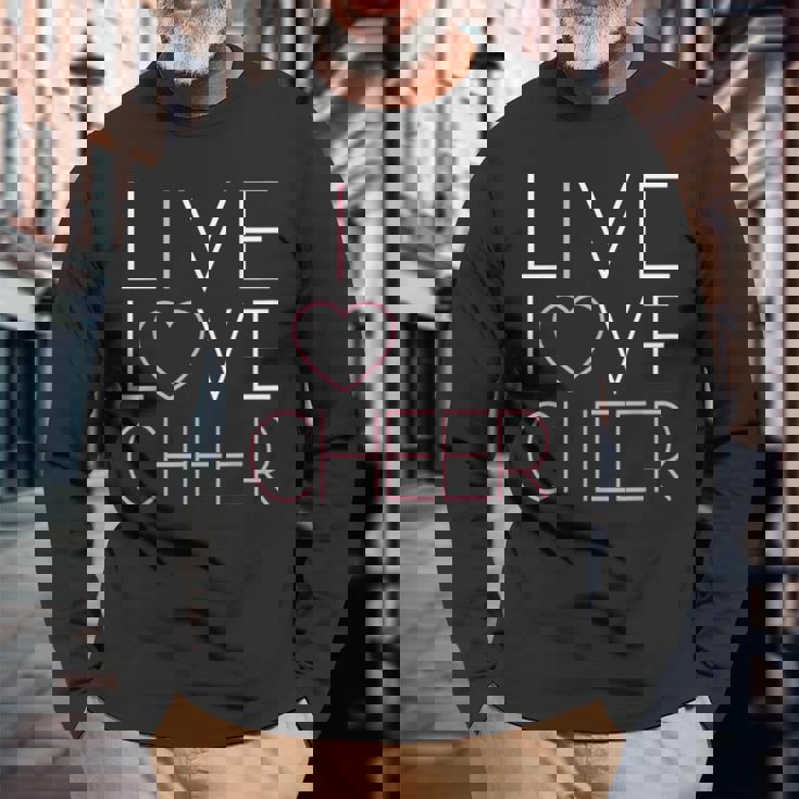 ライブ ラブ チアガール チアリーディング隊 チアリーダーチーム 長袖Tシャツ 高齢者への贈り物