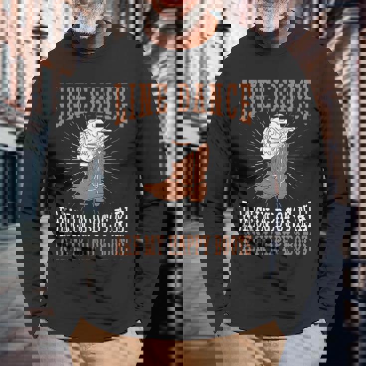 ライン ダンス ブーツ カントリー ダンス グループ ライン ダンス 長袖Tシャツ 高齢者への贈り物