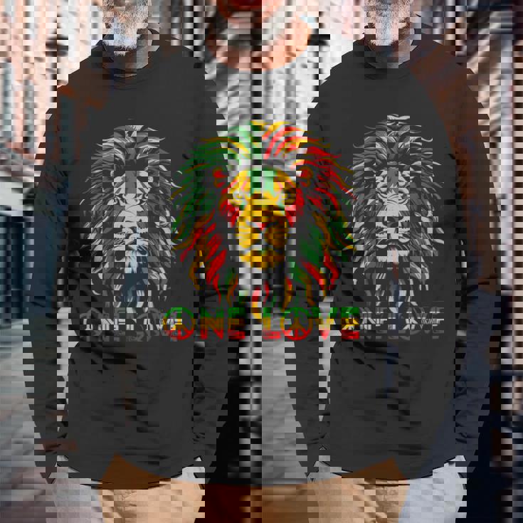 ラスタ レゲエ ライオン ジャマイカ ルーツ ユダのライオン ラスタファリ 長袖Tシャツ 高齢者への贈り物