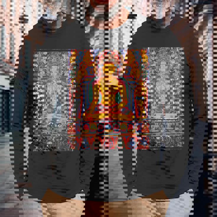 ラトナサンバヴァ チベット仏教 タンカ 曼荼羅 仏教 長袖Tシャツ 高齢者への贈り物