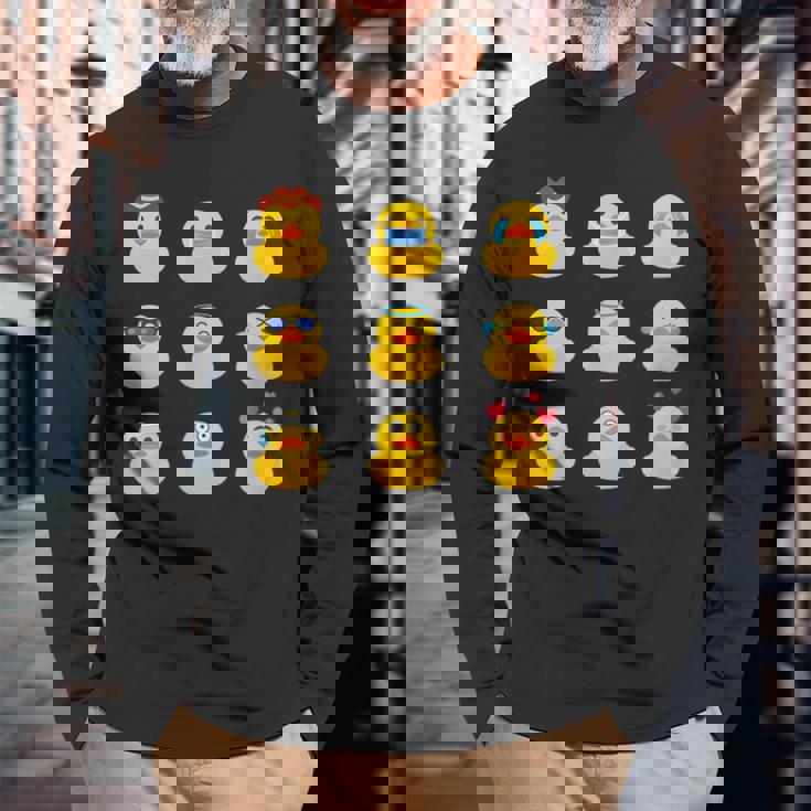 ラバーアヒル、きしむアヒル、ナインバスダック、ラバーアヒル 長袖Tシャツ 高齢者への贈り物