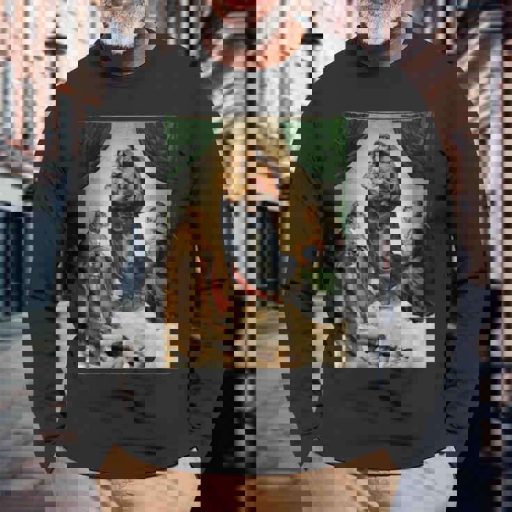 ラファエロのシスティーナ・マドンナ1513 長袖Tシャツ 高齢者への贈り物