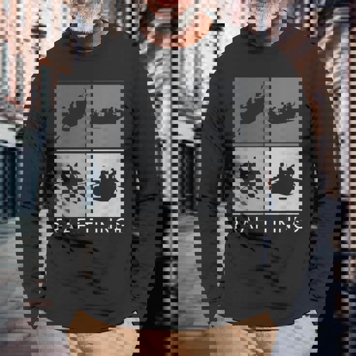 ラフティング シルエット 川 ラフト アウトドア ラフティング スポーツ 長袖Tシャツ 高齢者への贈り物