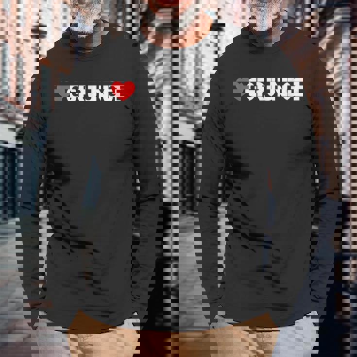 ラブグランジ-ハート 長袖Tシャツ 高齢者への贈り物