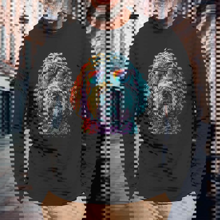 ラブラドゥードル・ドゥードル・ママ 犬 犬のママ 毛皮の友達 長袖Tシャツ 高齢者への贈り物