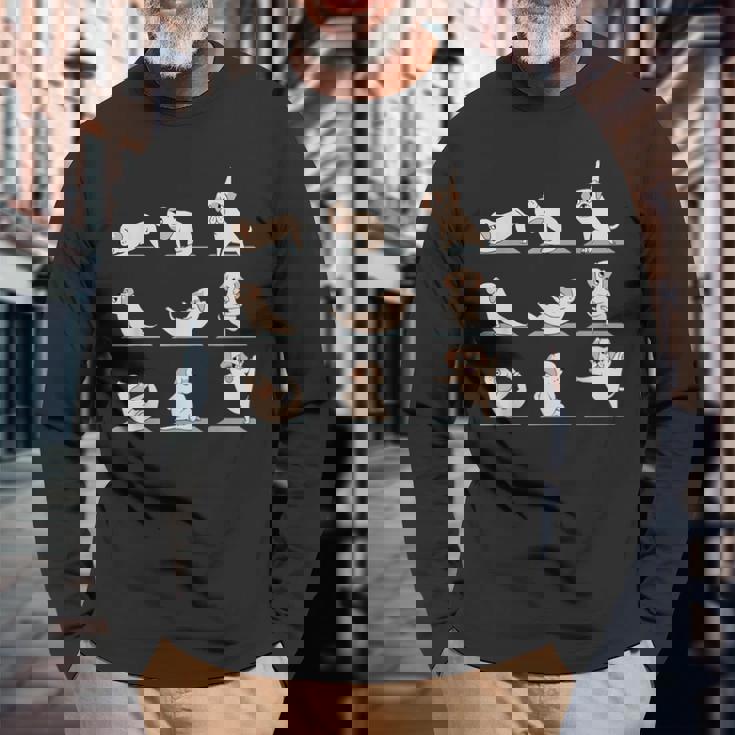 ラブラドール レトリバー ヨガ 長袖Tシャツ 高齢者への贈り物