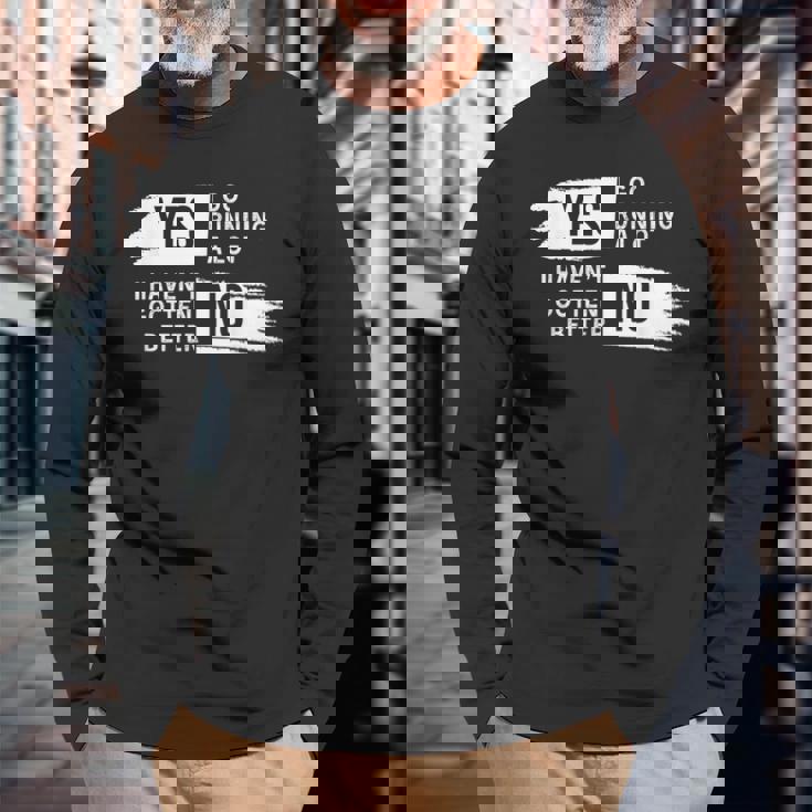 ランニング愛好家 ユーモア スローガン ランナー用 長袖Tシャツ 高齢者への贈り物